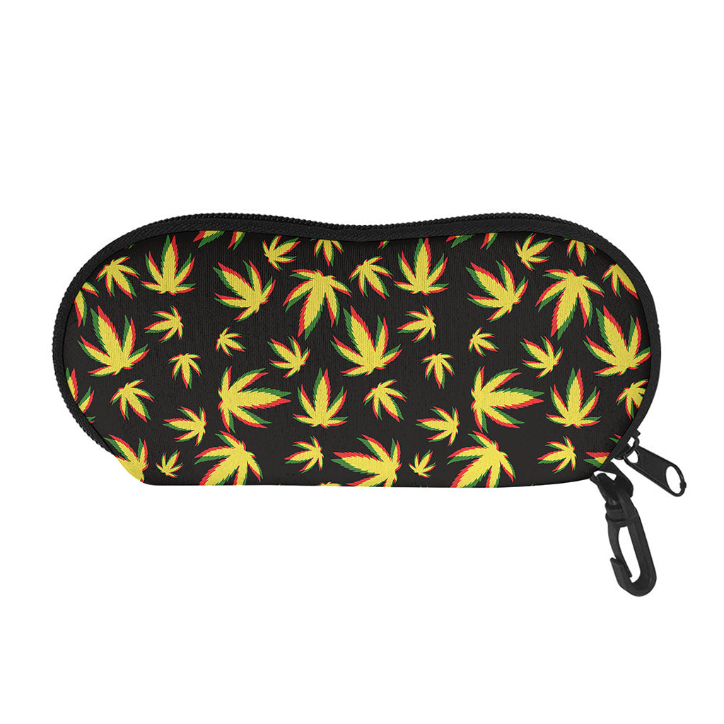 Trippy Weed Leaf Pattern Print Glasses Case