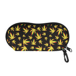 Trippy Weed Leaf Pattern Print Glasses Case