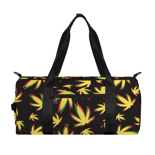 Trippy Weed Leaf Pattern Print Gym Bag