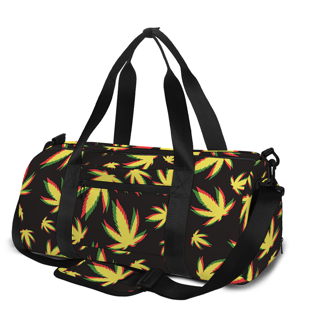 Trippy Weed Leaf Pattern Print Gym Bag