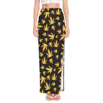 Trippy Weed Leaf Pattern Print High Slit Maxi Skirt