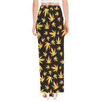 Trippy Weed Leaf Pattern Print High Slit Maxi Skirt