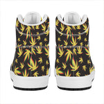 Trippy Weed Leaf Pattern Print High Top Leather Sneakers