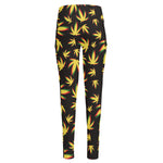 Trippy Weed Leaf Pattern Print High-Waisted Pocket Leggings