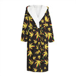 Trippy Weed Leaf Pattern Print Hooded Bathrobe