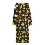Trippy Weed Leaf Pattern Print Hooded Bathrobe