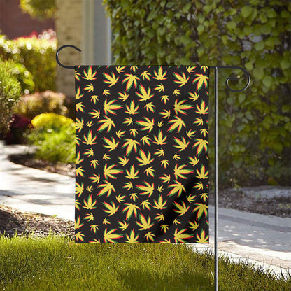 Trippy Weed Leaf Pattern Print House Flag