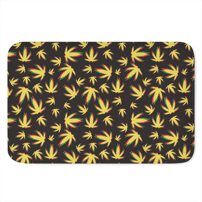 Trippy Weed Leaf Pattern Print Indoor Door Mat