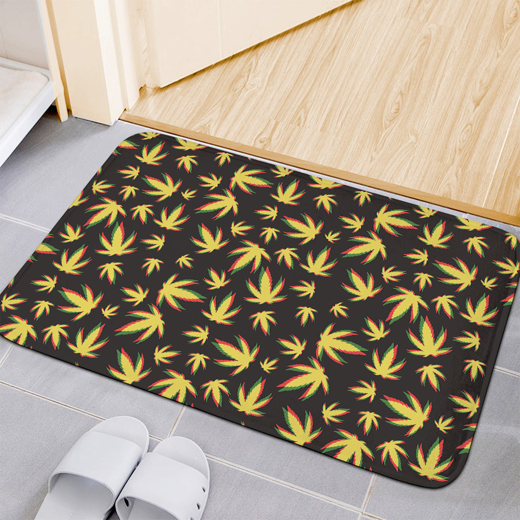 Trippy Weed Leaf Pattern Print Indoor Door Mat