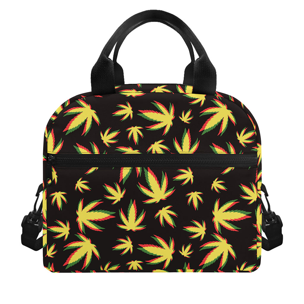 Trippy Weed Leaf Pattern Print Insulated Lunch Bag