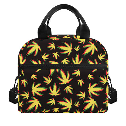 Trippy Weed Leaf Pattern Print Insulated Lunch Bag