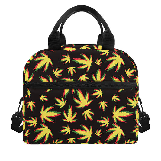Trippy Weed Leaf Pattern Print Insulated Lunch Bag