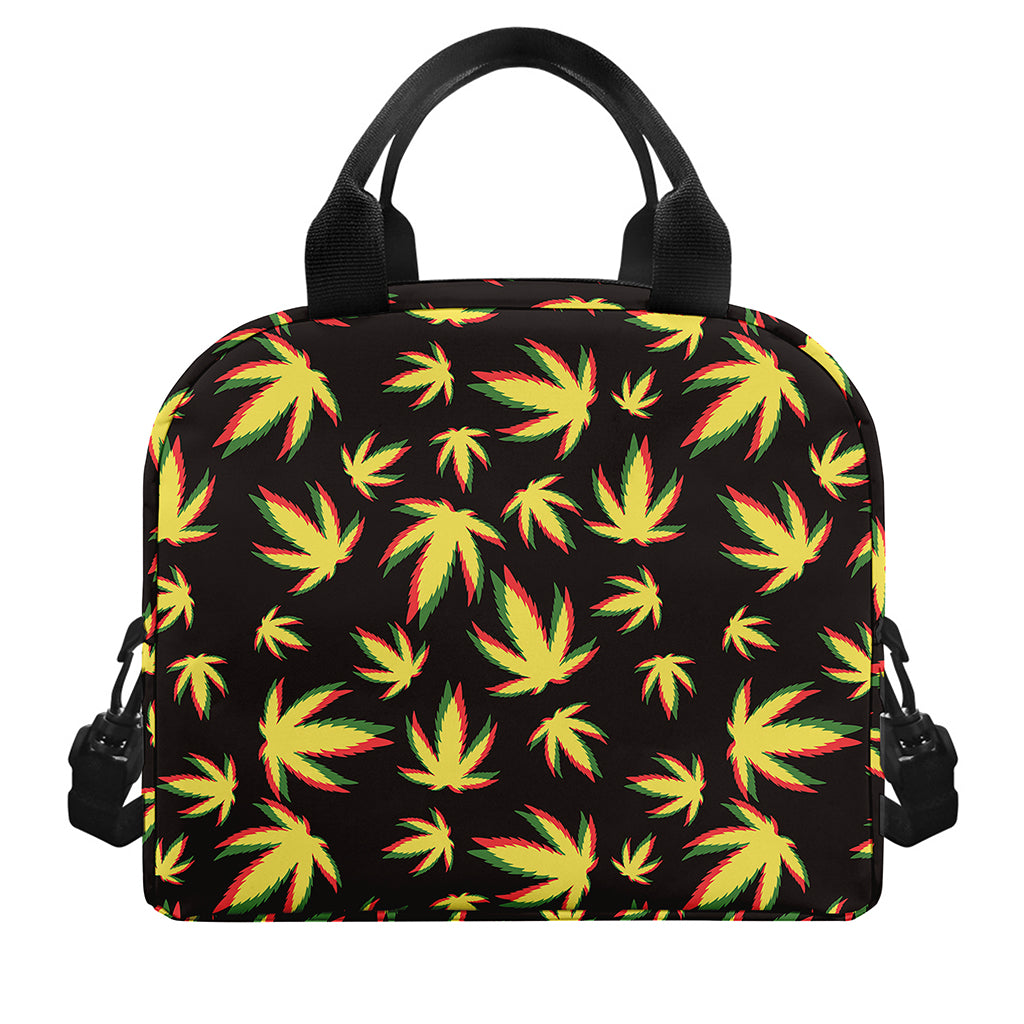 Trippy Weed Leaf Pattern Print Insulated Lunch Bag