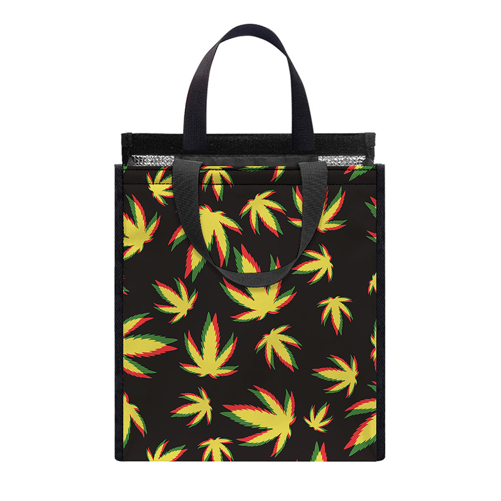 Trippy Weed Leaf Pattern Print Insulated Lunch Tote