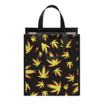 Trippy Weed Leaf Pattern Print Insulated Lunch Tote
