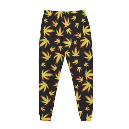Trippy Weed Leaf Pattern Print Jogger Pants