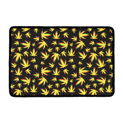Trippy Weed Leaf Pattern Print Kitchen Mat