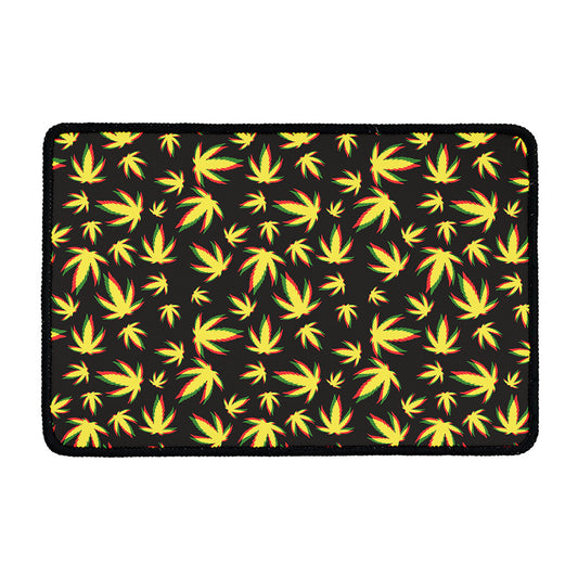 Trippy Weed Leaf Pattern Print Kitchen Mat