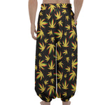 Trippy Weed Leaf Pattern Print Lantern Pants