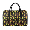Trippy Weed Leaf Pattern Print Leather Duffel Bag