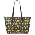 Trippy Weed Leaf Pattern Print Leather Tote Bag With Zipper