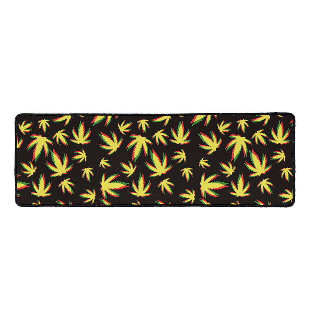 Trippy Weed Leaf Pattern Print Long Kitchen Mat