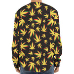 Trippy Weed Leaf Pattern Print Long Sleeve Baseball Jersey