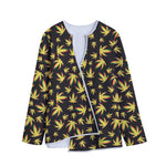Trippy Weed Leaf Pattern Print Long Sleeve Short Coat