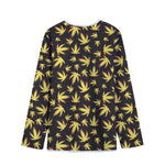 Trippy Weed Leaf Pattern Print Long Sleeve Short Coat