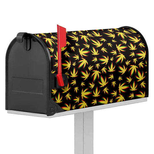Trippy Weed Leaf Pattern Print Mailbox Cover