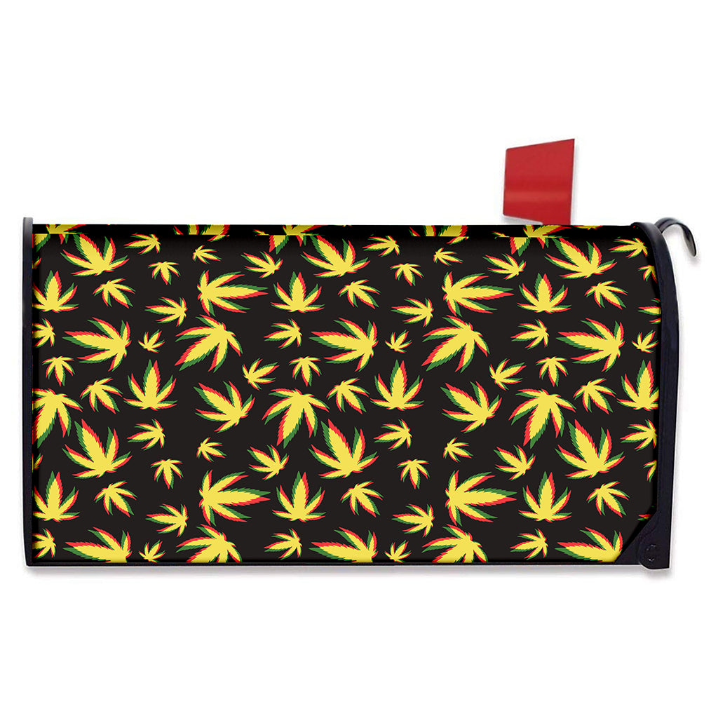 Trippy Weed Leaf Pattern Print Mailbox Cover