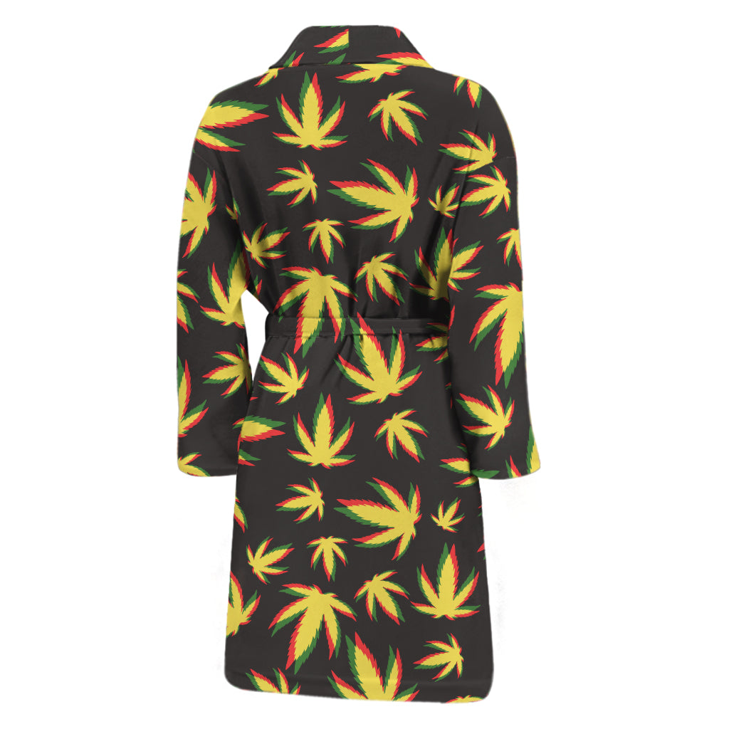 Trippy Weed Leaf Pattern Print Men's Bathrobe