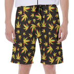 Trippy Weed Leaf Pattern Print Men's Beach Shorts