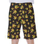 Trippy Weed Leaf Pattern Print Men's Beach Shorts