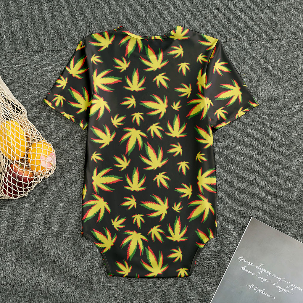 Trippy Weed Leaf Pattern Print Men's Bodysuit