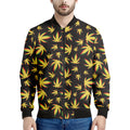 Trippy Weed Leaf Pattern Print Men's Bomber Jacket