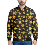 Trippy Weed Leaf Pattern Print Men's Bomber Jacket