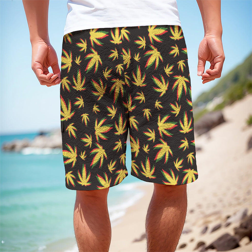 Trippy Weed Leaf Pattern Print Men's Cargo Shorts