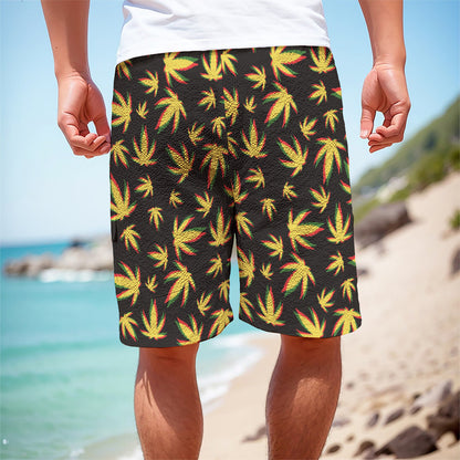 Trippy Weed Leaf Pattern Print Men's Cargo Shorts