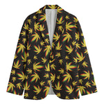 Trippy Weed Leaf Pattern Print Men's Cotton Blazer