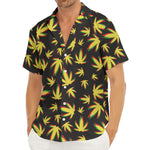Trippy Weed Leaf Pattern Print Men's Deep V-Neck Shirt