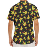 Trippy Weed Leaf Pattern Print Men's Deep V-Neck Shirt