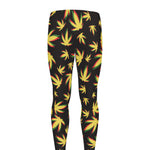 Trippy Weed Leaf Pattern Print Men's leggings