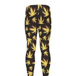 Trippy Weed Leaf Pattern Print Men's leggings