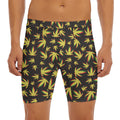 Trippy Weed Leaf Pattern Print Men's Long Boxer Briefs