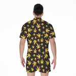 Trippy Weed Leaf Pattern Print Men's Rompers