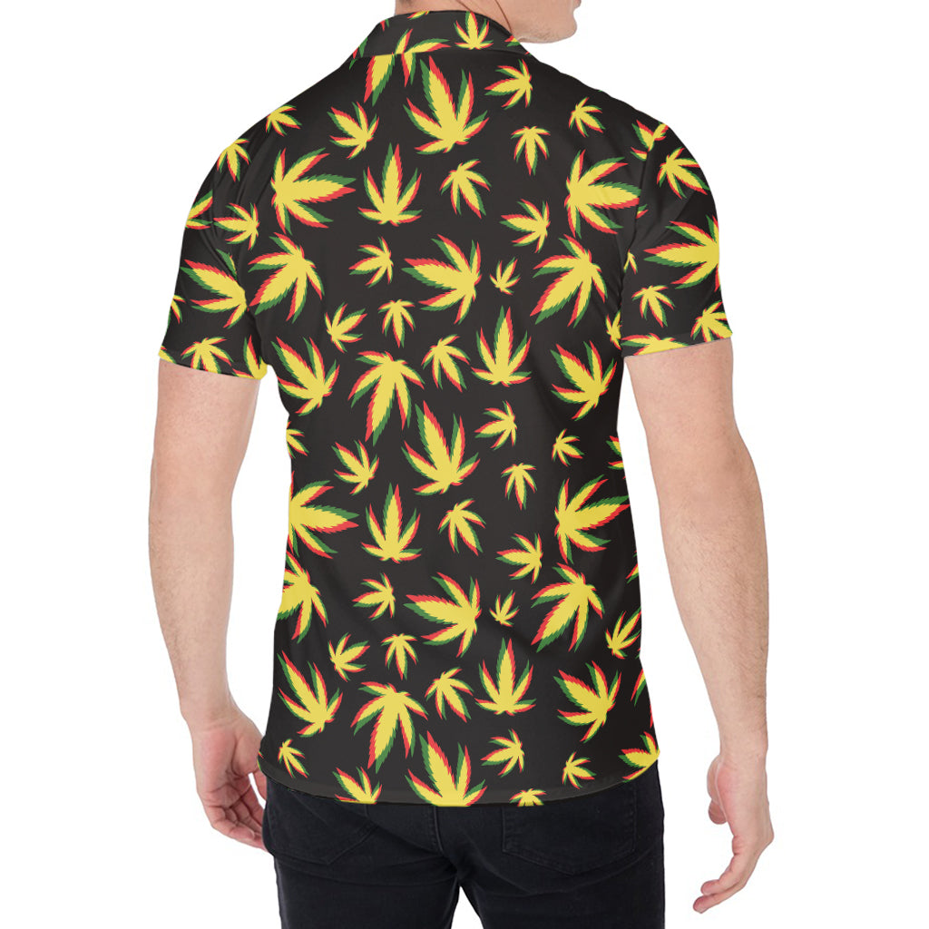 Trippy Weed Leaf Pattern Print Men's Shirt