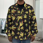 Trippy Weed Leaf Pattern Print Men's Shirt Jacket