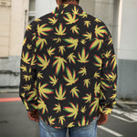 Trippy Weed Leaf Pattern Print Men's Shirt Jacket