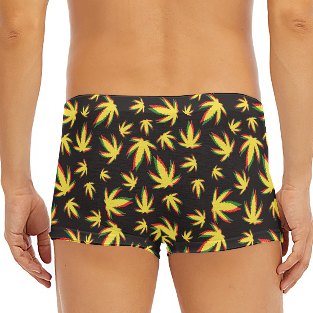 Trippy Weed Leaf Pattern Print Men's Short Boxer Briefs